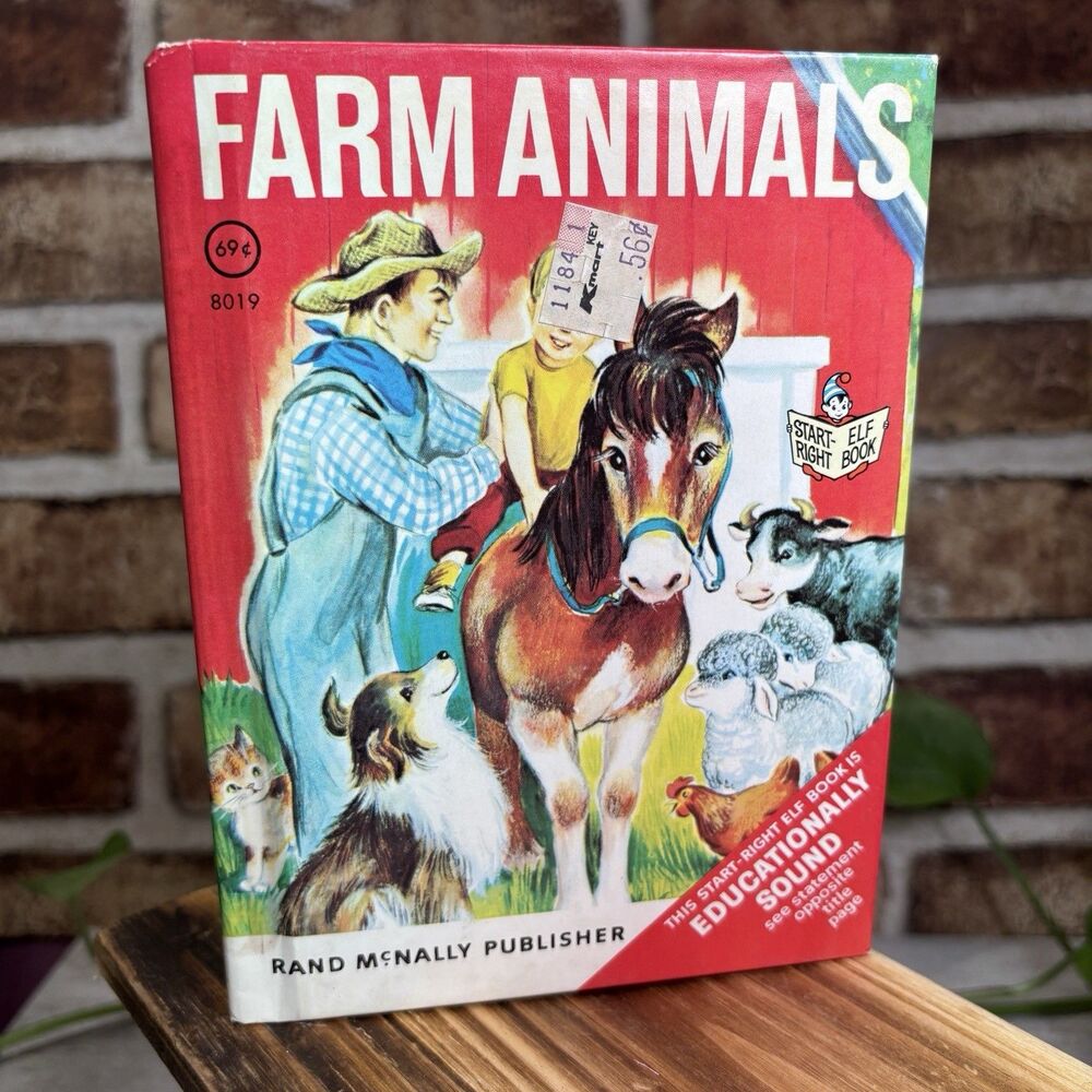 VTG 1966 Start Right Elf Books, Farm Animals, Rand McNally Educationally Sound